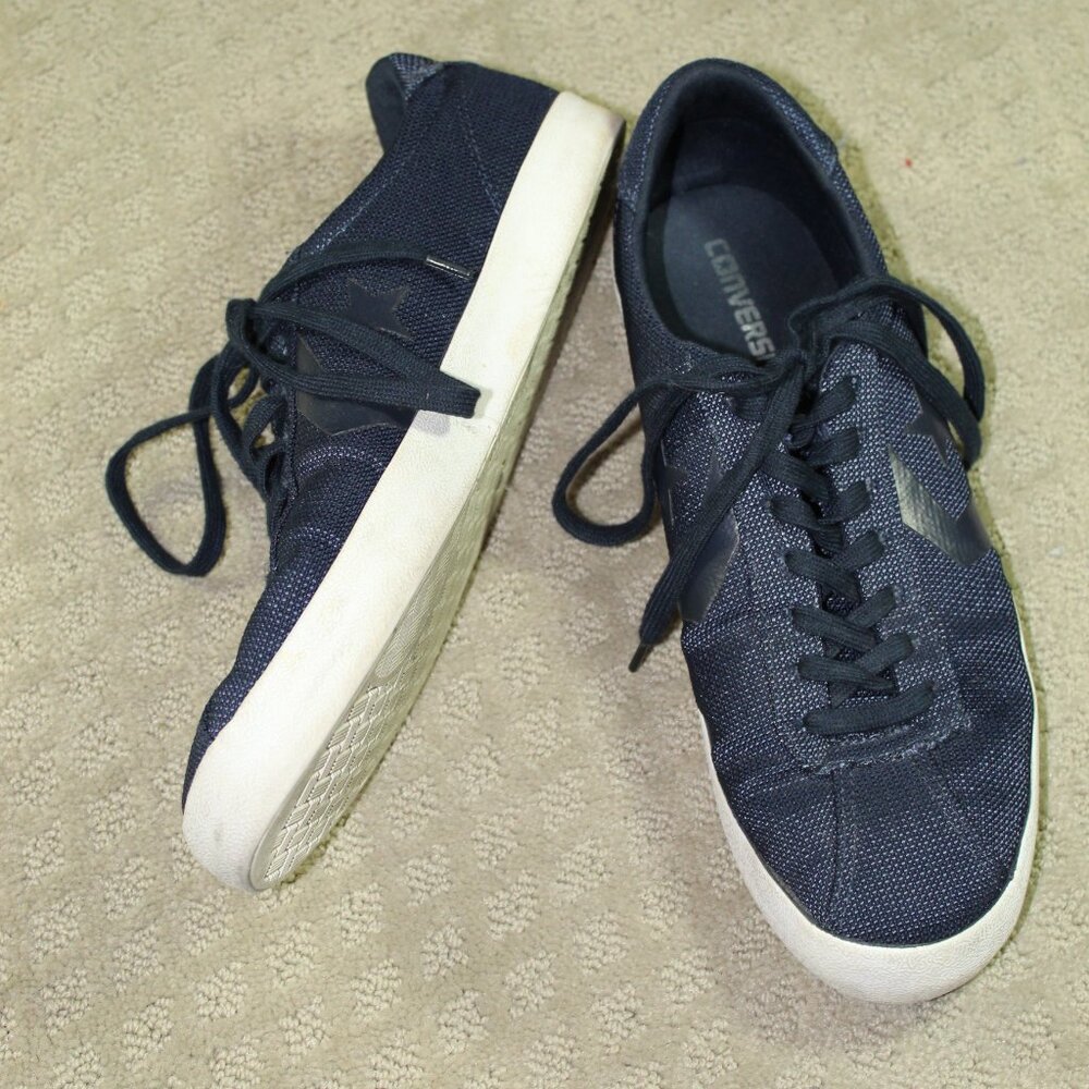 Converse Men's 11 Navy Blue Textured Lace Up Sneakers 155779C